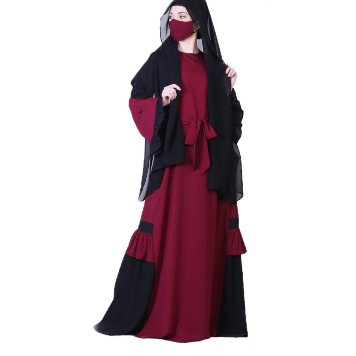 Latest Design Of Dual Color Abaya With A Matching Hijab