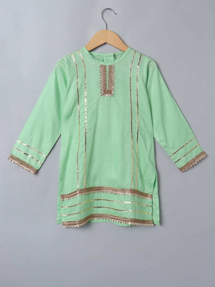 2 Pcs Suit For Girls In Rayon Fabric With Gota Patti Work