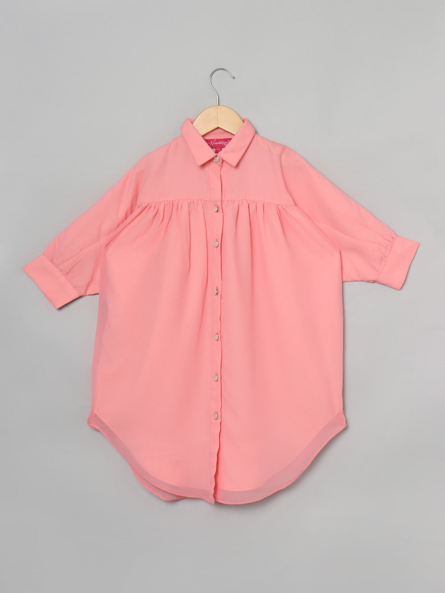 Loose Fit Tunic For Girls In Georgette Fabric With Lining