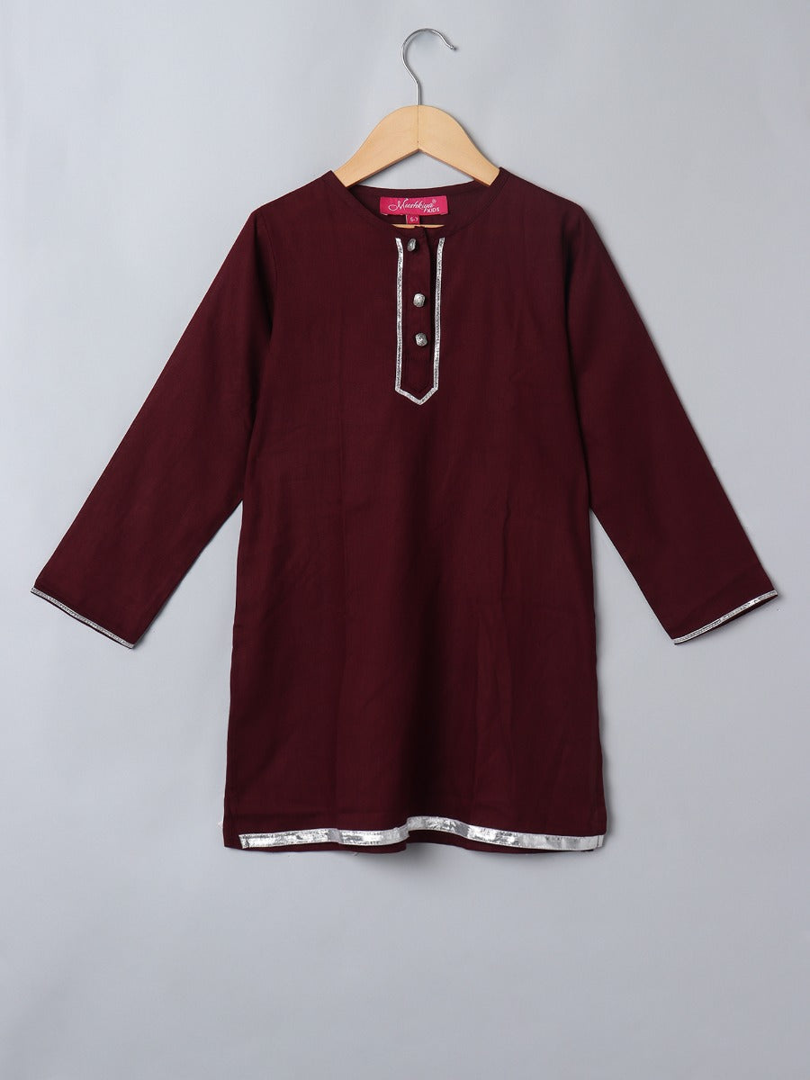 2 Pcs Suit For Girls In Rayon Fabric With Gota Patti Work