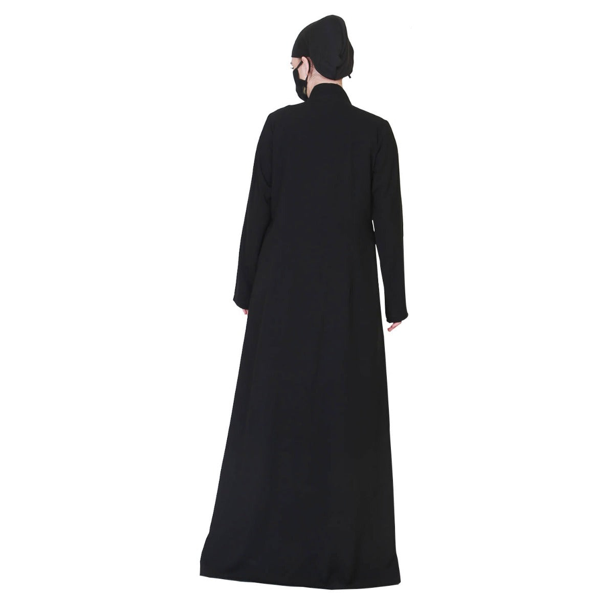 Elegant-Open Abaya With Handwork Embellishments and A Matching Hijab.