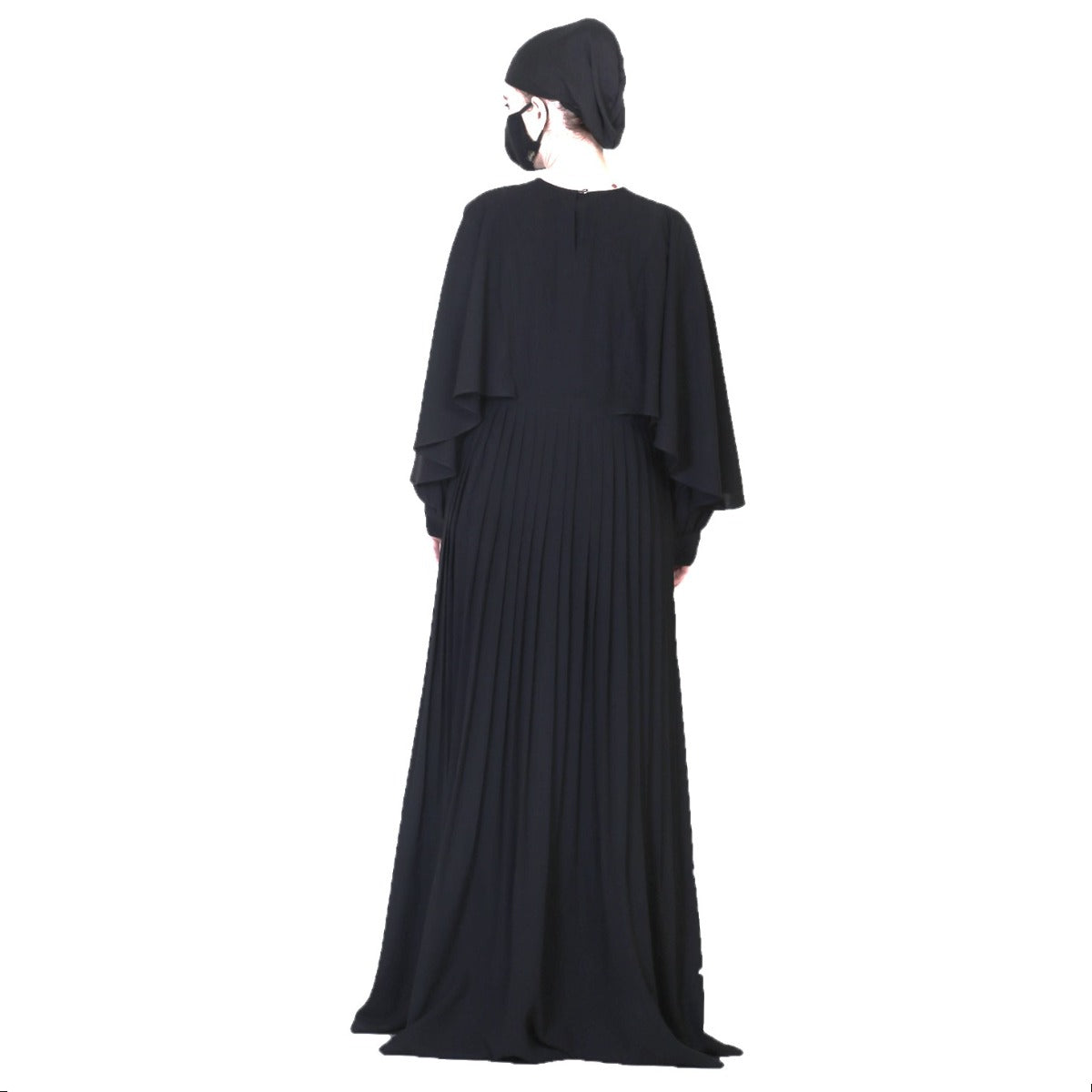 Elegant Dress With Metallic Belt And A Matching Hijab.
