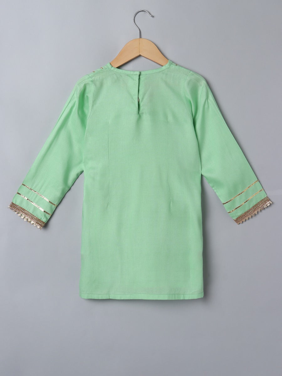 2 Pcs Suit For Girls In Rayon Fabric With Gota Patti Work