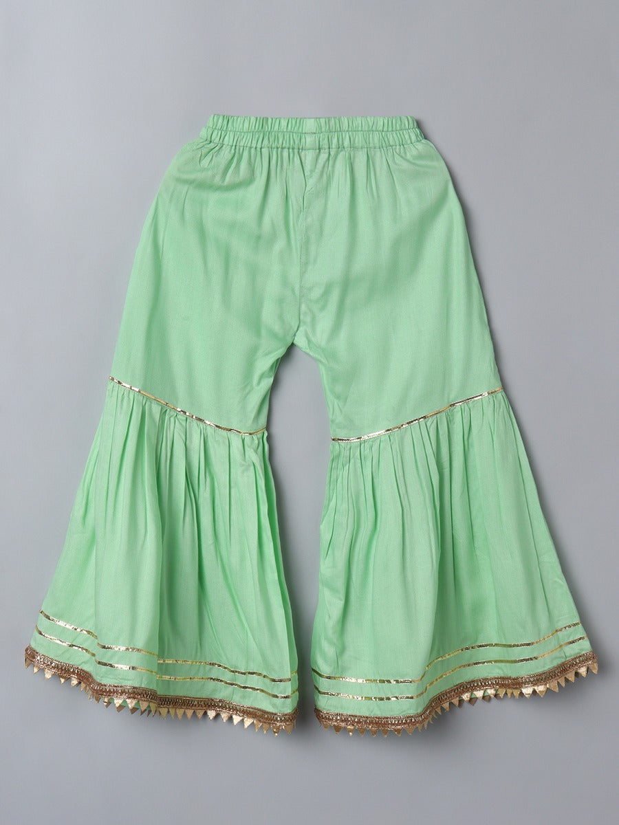 2 Pcs Suit For Girls In Rayon Fabric With Gota Patti Work
