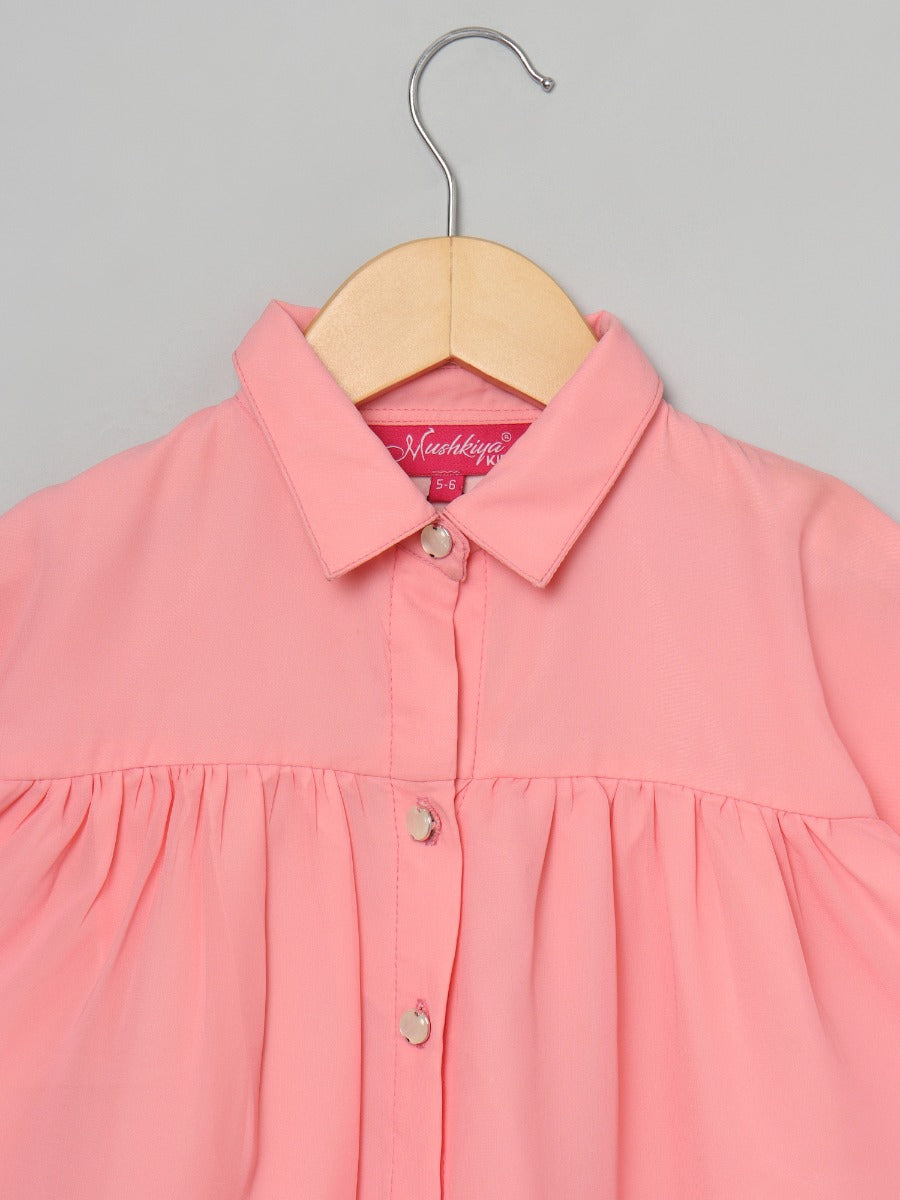 Loose Fit Tunic For Girls In Georgette Fabric With Lining