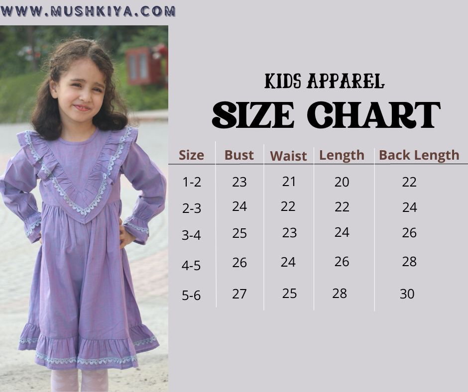 Stylish yet Modest Kids Frock Dress for Girls in Crepe Fabric