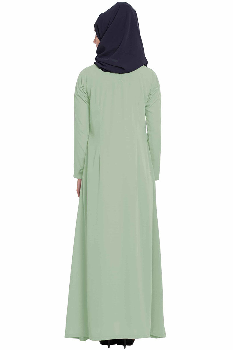 A Line Abaya | Simple Abaya with Side Pockets-Sea Green