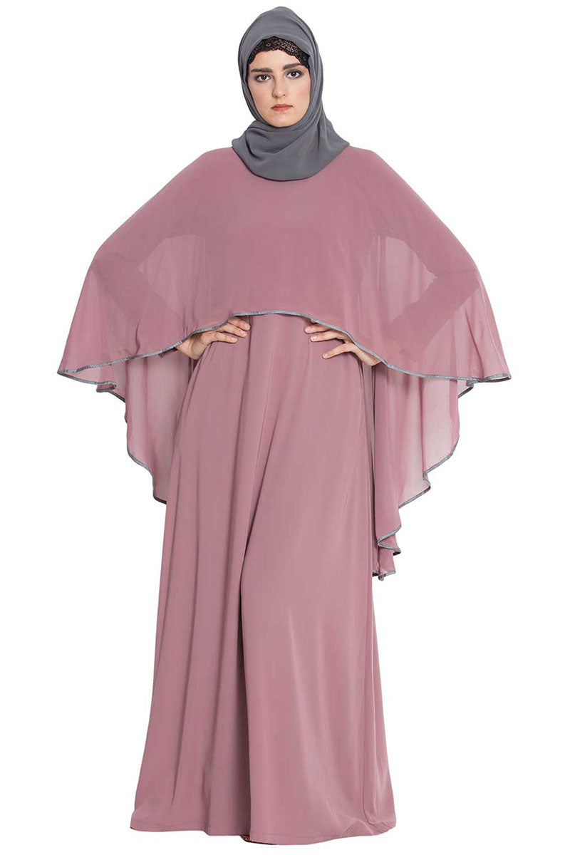 Abaya With Attached Georgette Cape