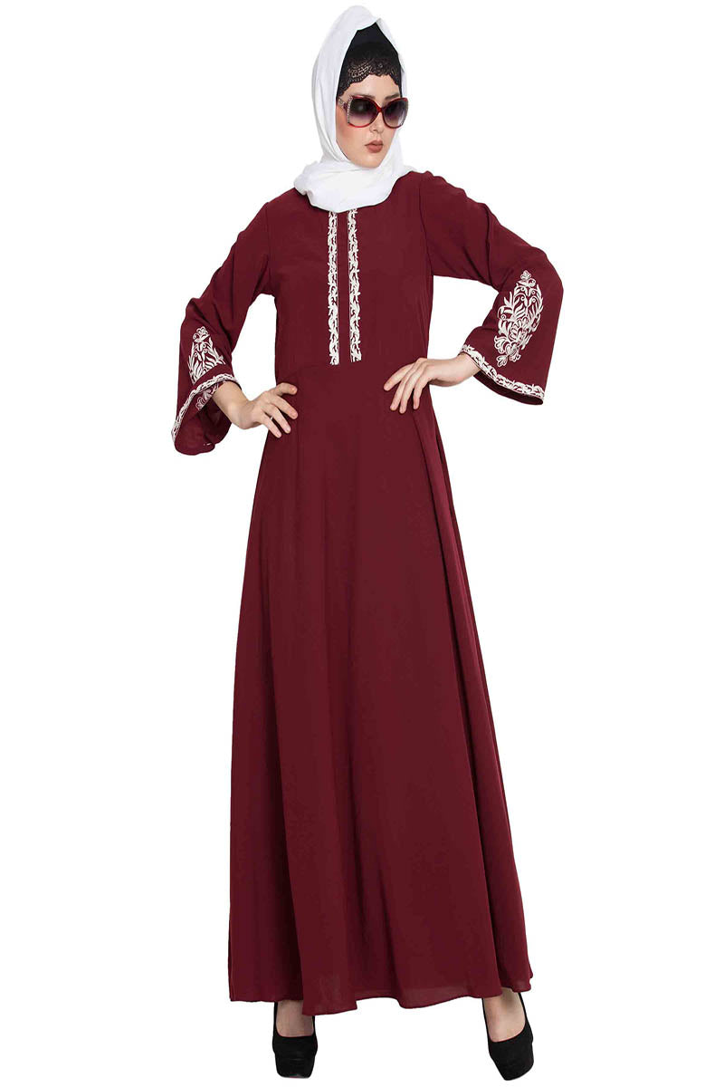 Embridered Abaya With Umbrella Flare