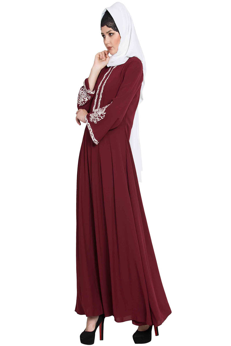 Embridered Abaya With Umbrella Flare