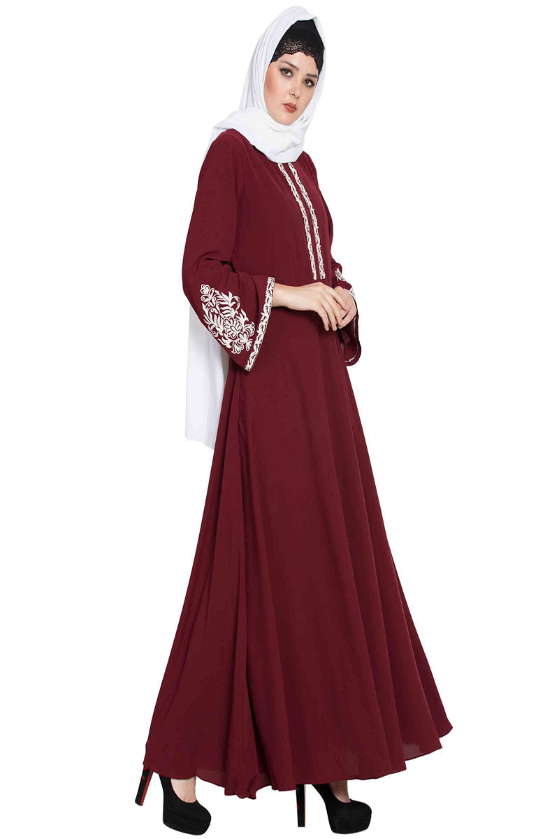 Embridered Abaya With Umbrella Flare