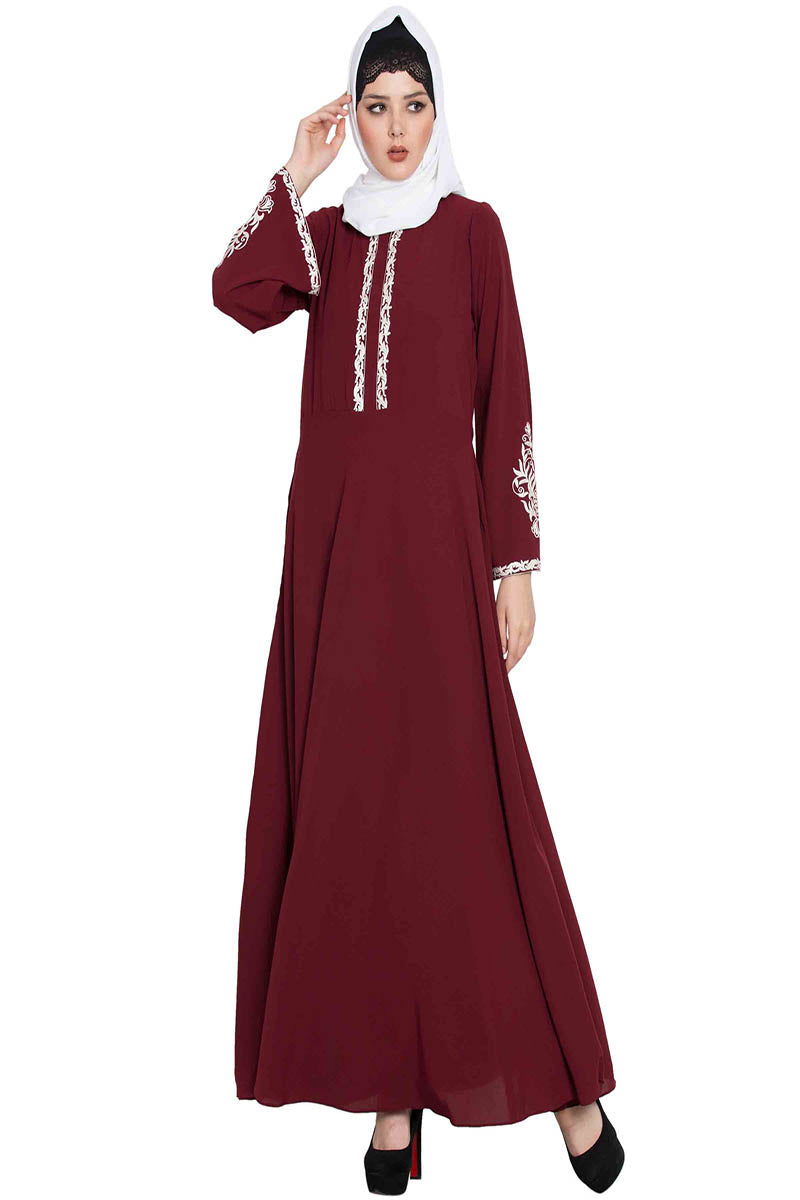 Embridered Abaya With Umbrella Flare