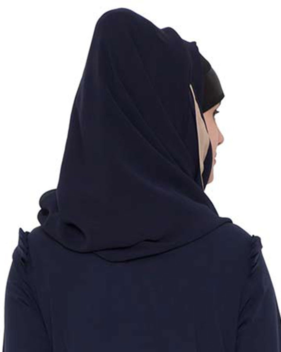 Blue Georgette Hijab With Beige Color Border