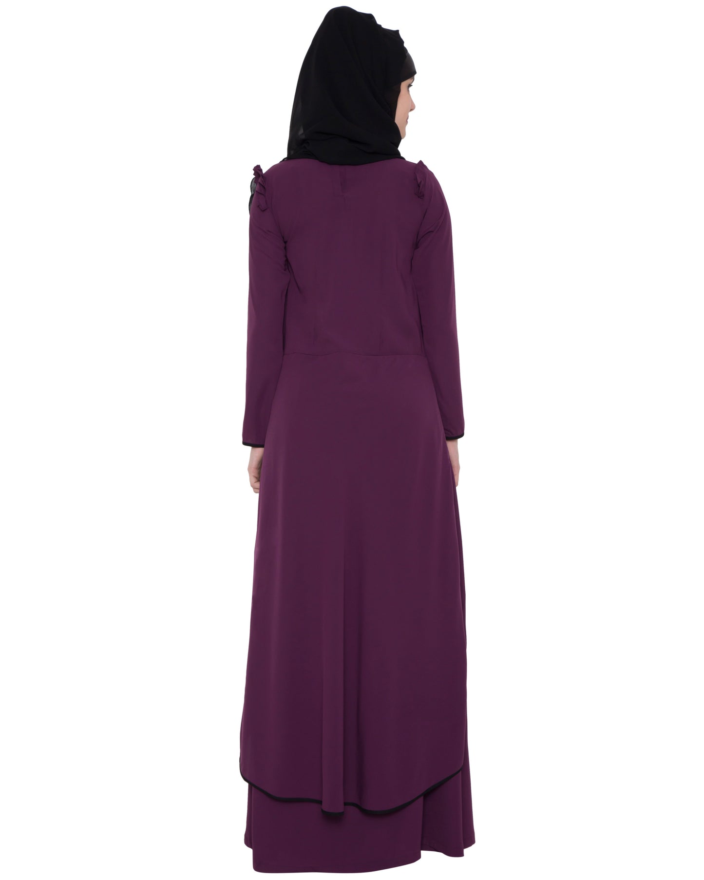 Designer Abaya with Double Layer-Purple