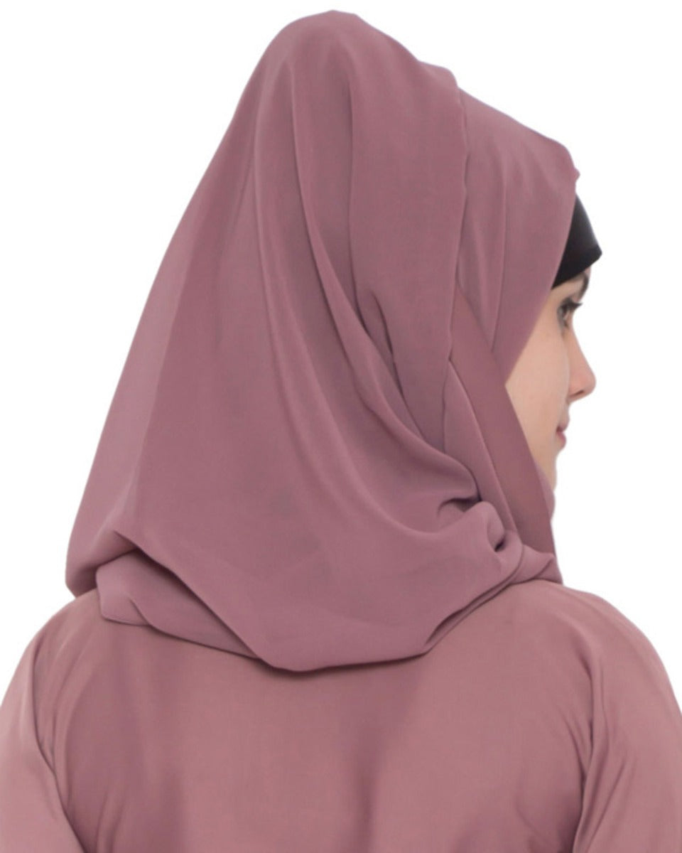 Hijab with Border in Matching Color-Fine Georgette-Puce Pink