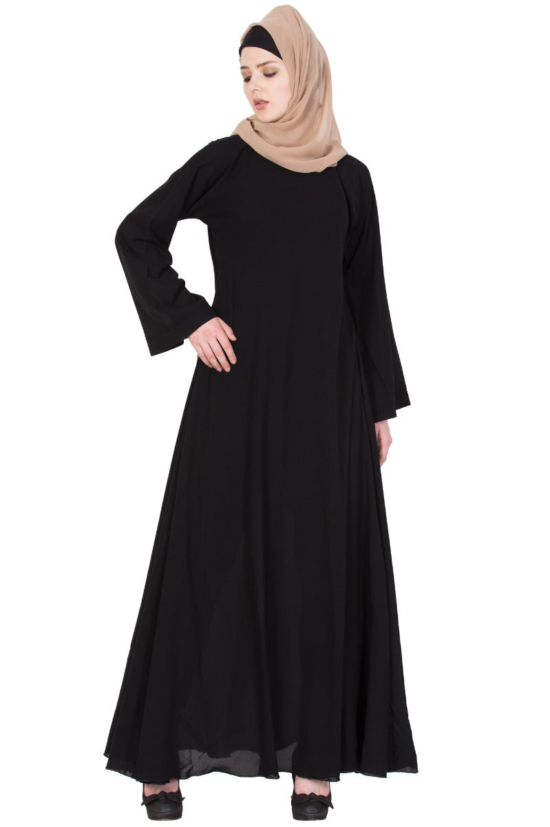 Biased Cut- Umbrella Flare Dress in Nida Satin -Not An Abaya