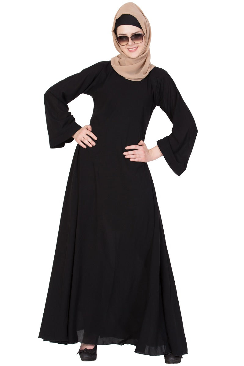 Biased Cut- Umbrella Flare Dress in Nida Satin -Not An Abaya