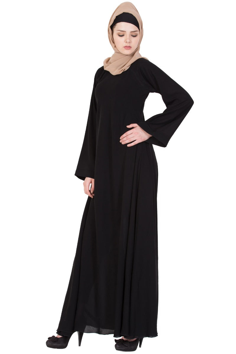 Biased Cut- Umbrella Flare Dress in Nida Satin -Not An Abaya