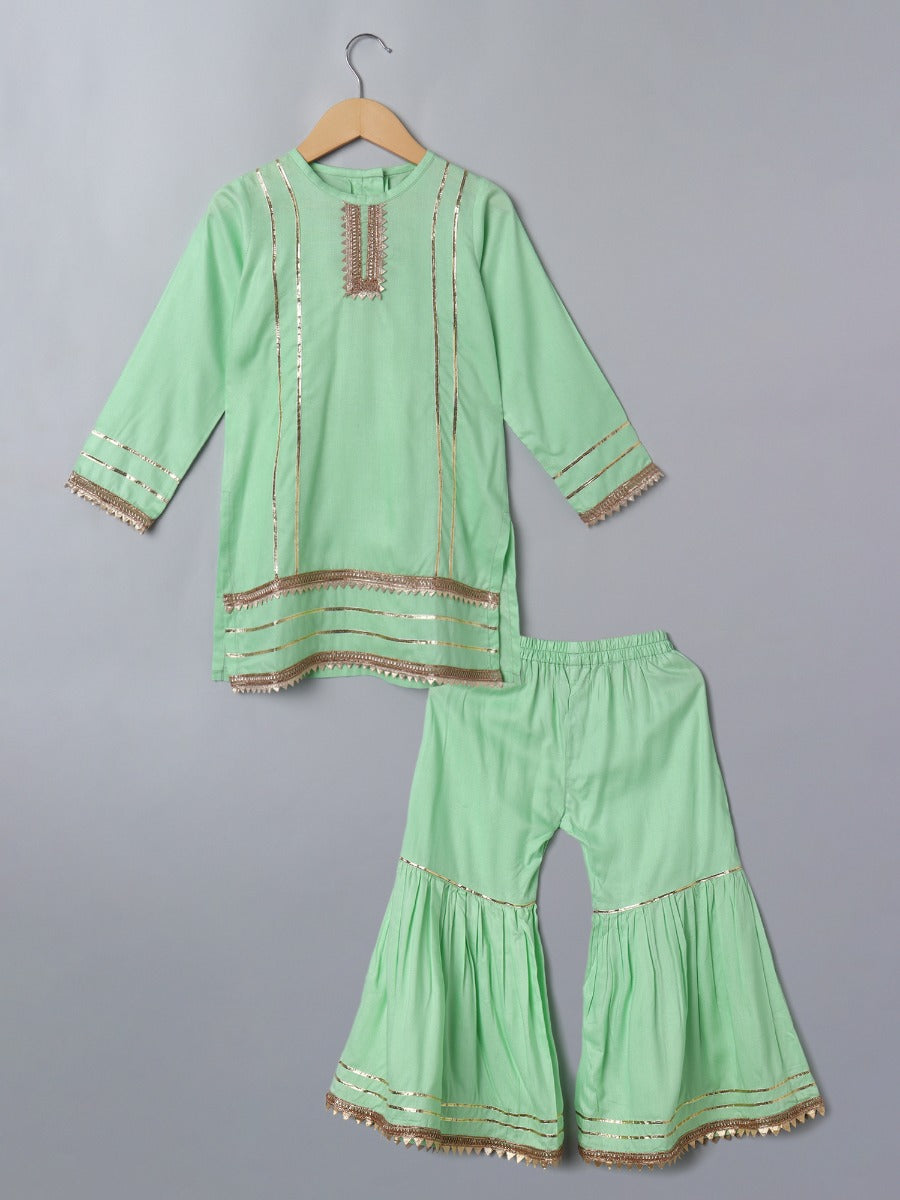 2 Pcs Suit For Girls In Rayon Fabric With Gota Patti Work