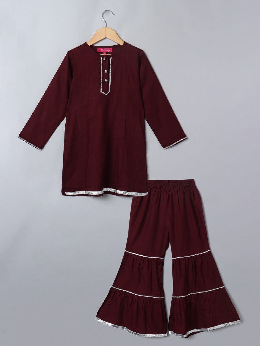 2 Pcs Suit For Girls In Rayon Fabric With Gota Patti Work