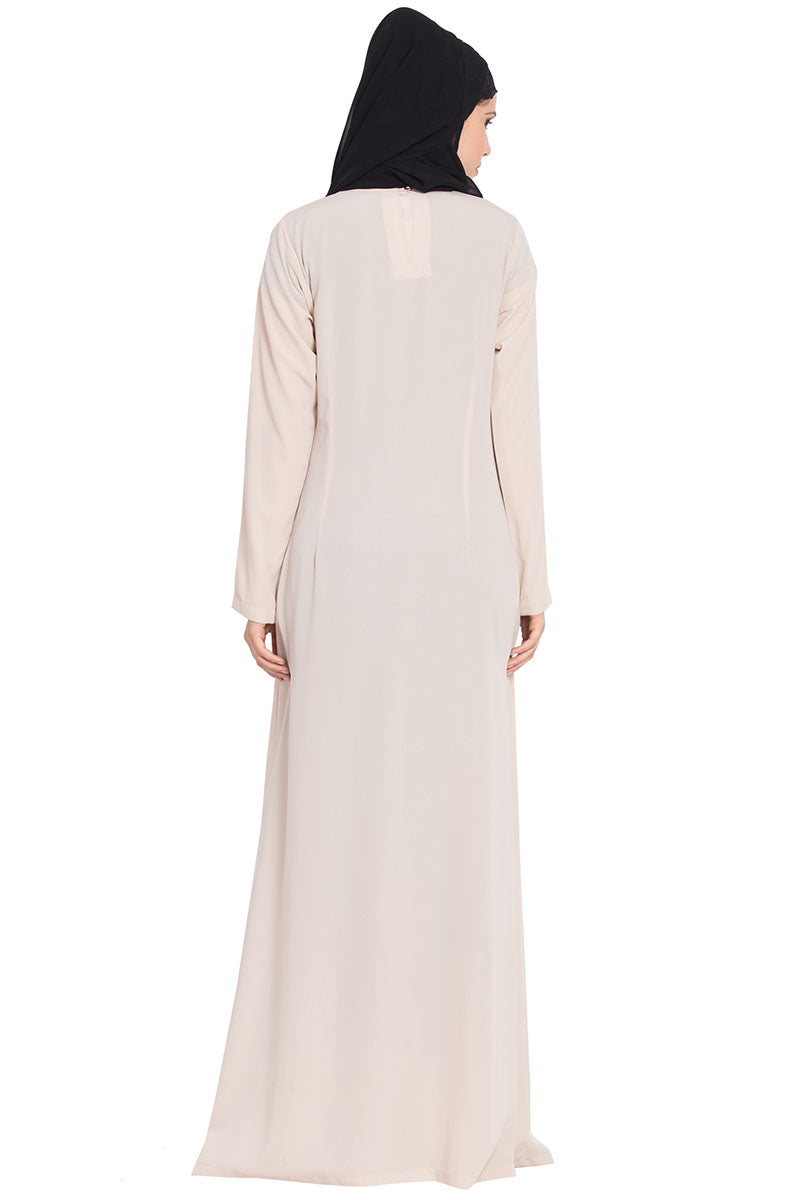 Very Simple Abaya| Abaya with Pockets-Light Beige