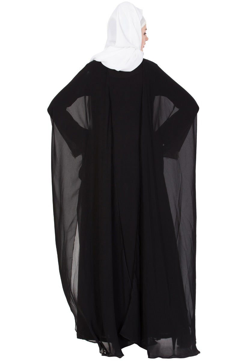 Designer Abaya Dress With Floral Lacework