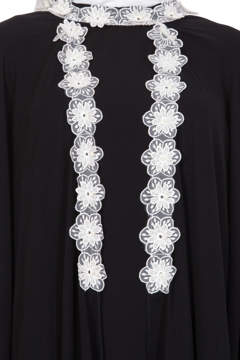 Designer Abaya Dress With Floral Lacework