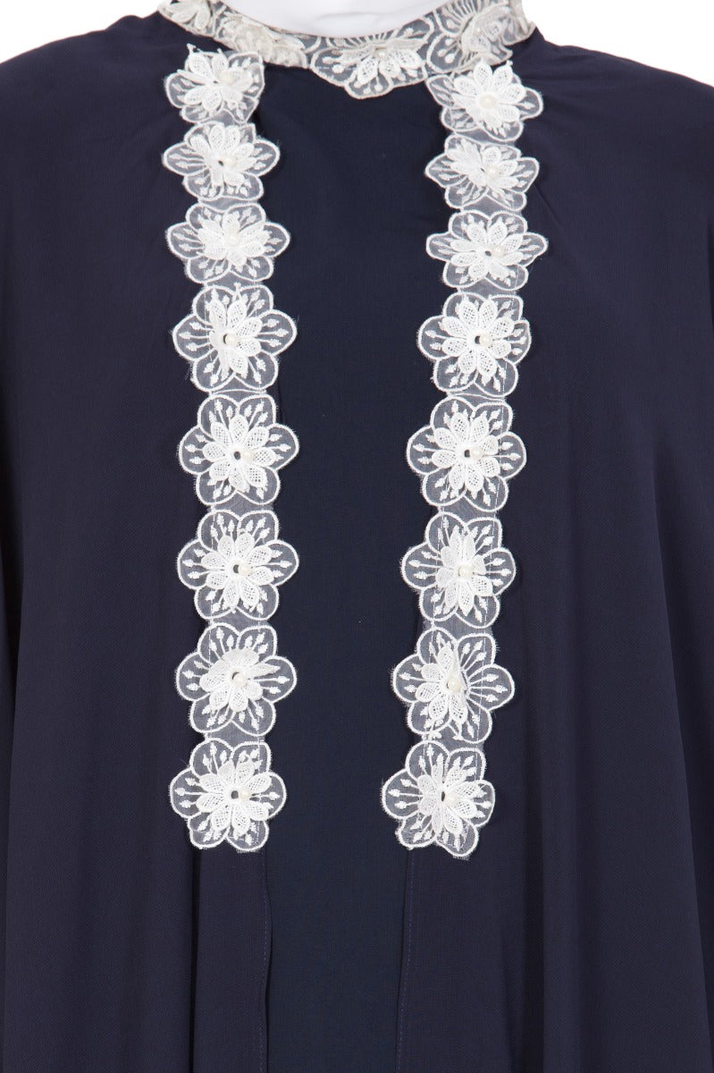 Designer Abaya Dress With Floral Lacework