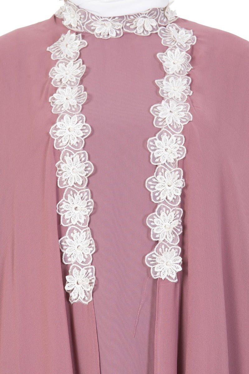 Designer Abaya Dress With Floral Lacework