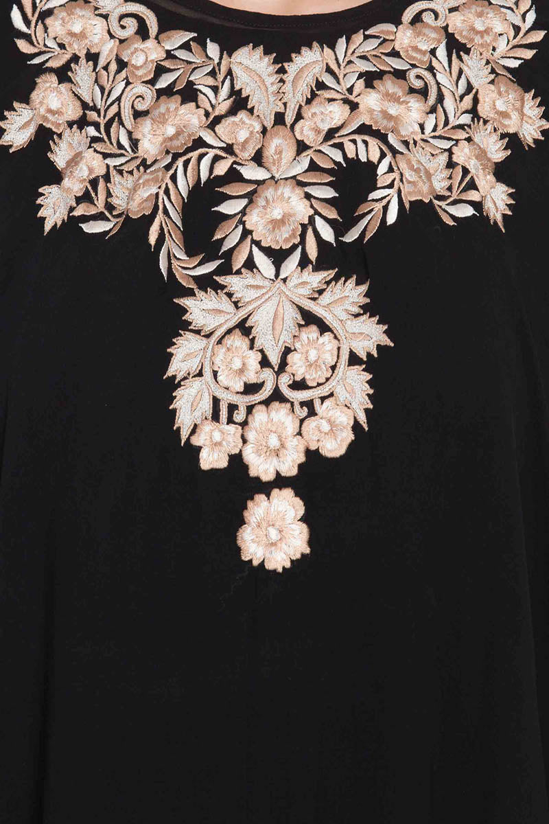 Two Pieces Set-Designer Abaya with Embroidery on Sleeves and Yoke.