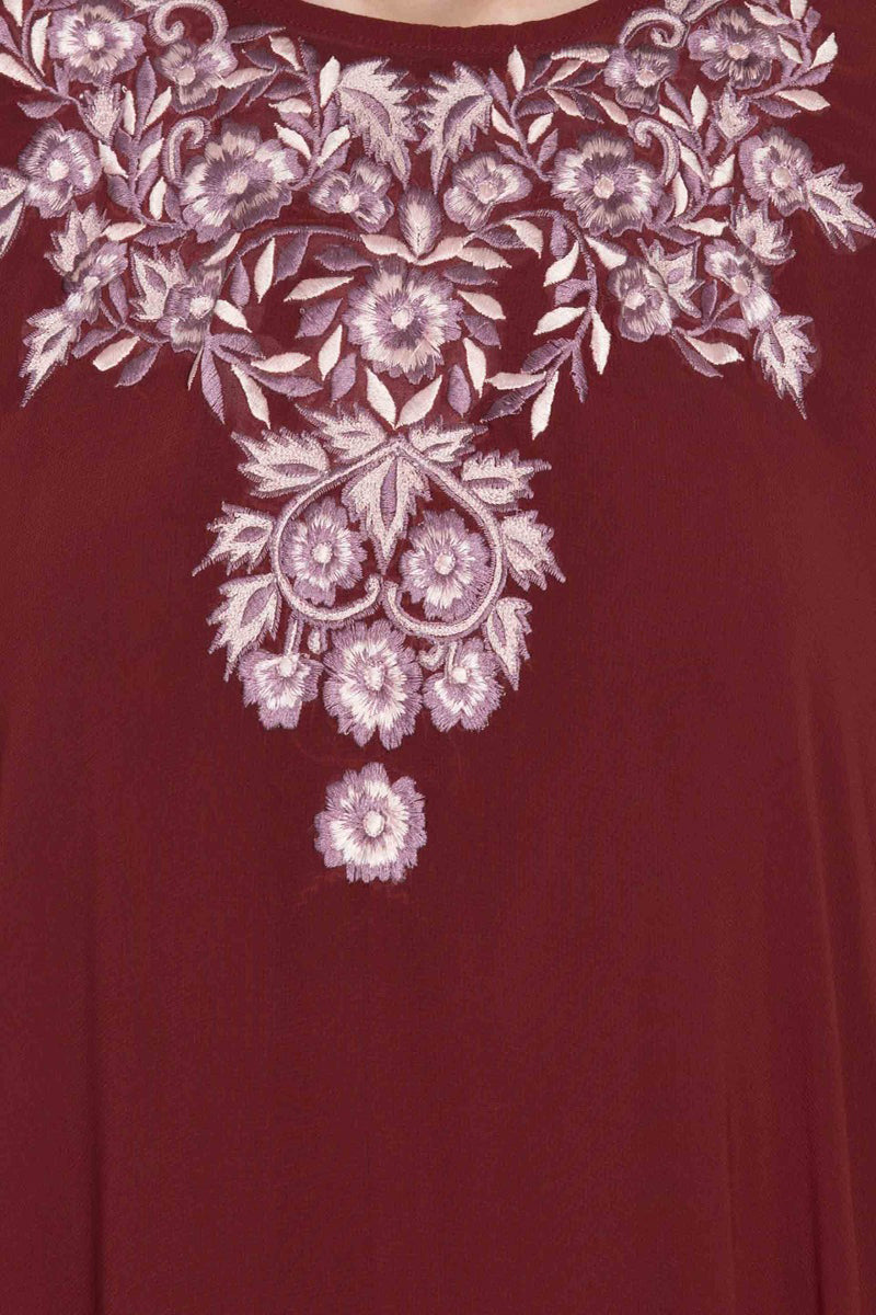 Two Pieces Set-Designer Abaya with Embroidery on Sleeves and Yoke.