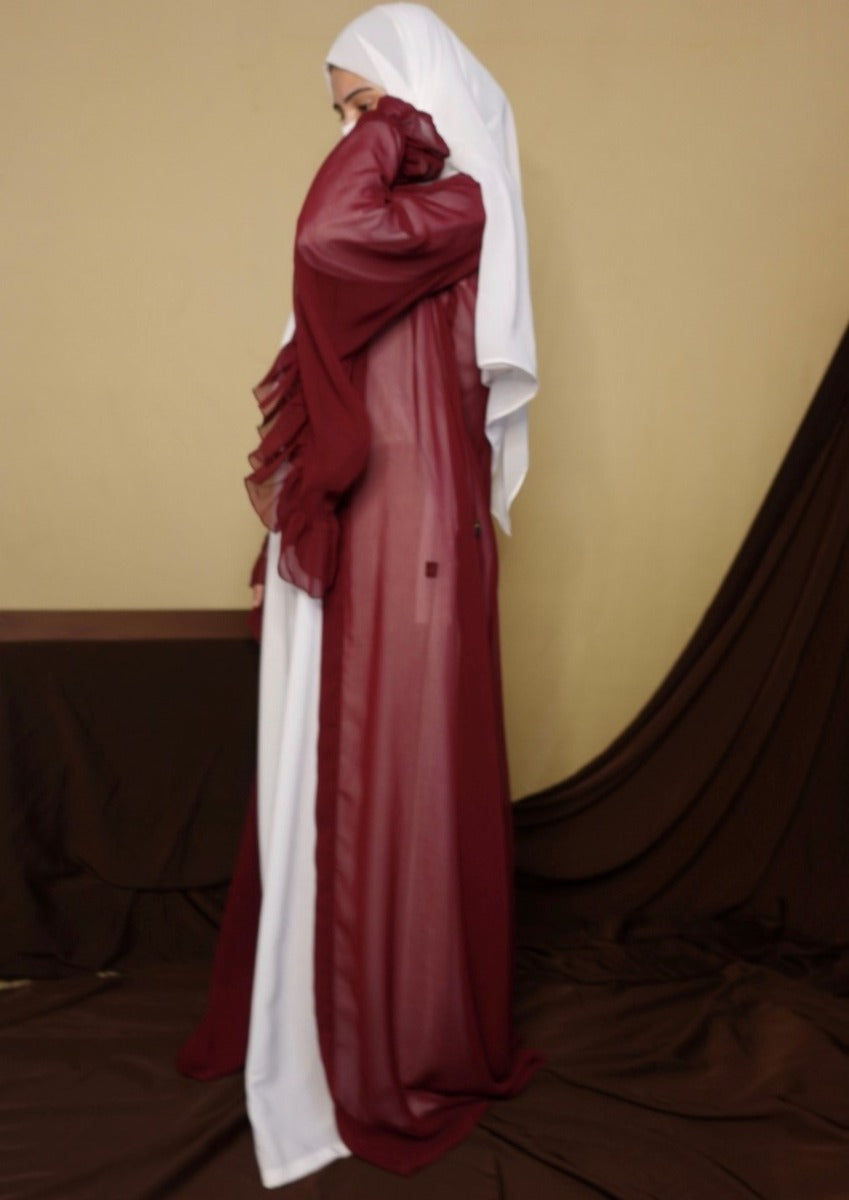 3 Pcs Set Of Modest Dress- Abaya With Shrug & Hijab
