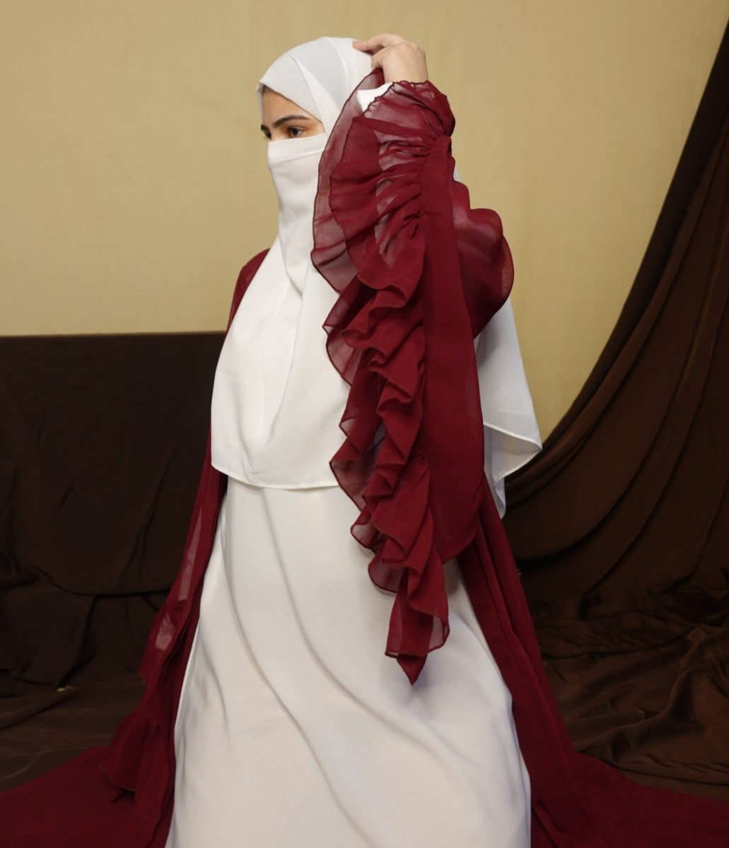 3 Pcs Set Of Modest Dress- Abaya With Shrug & Hijab