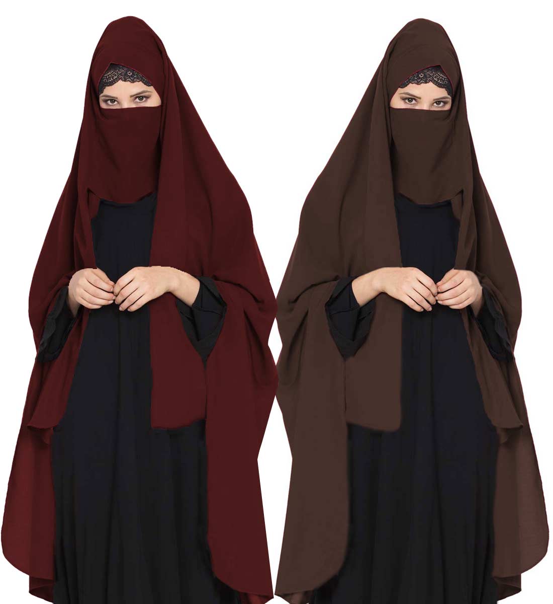 Irani ChadarTwo Pieces Combo-Rida Hijab with Detachable Nose Piece-Made in Nida Matt