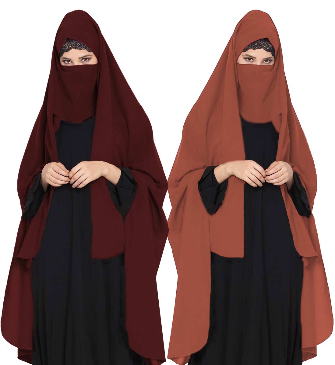 Irani ChadarTwo Pieces Combo-Rida Hijab with Detachable Nose Piece-Made in Nida Matt