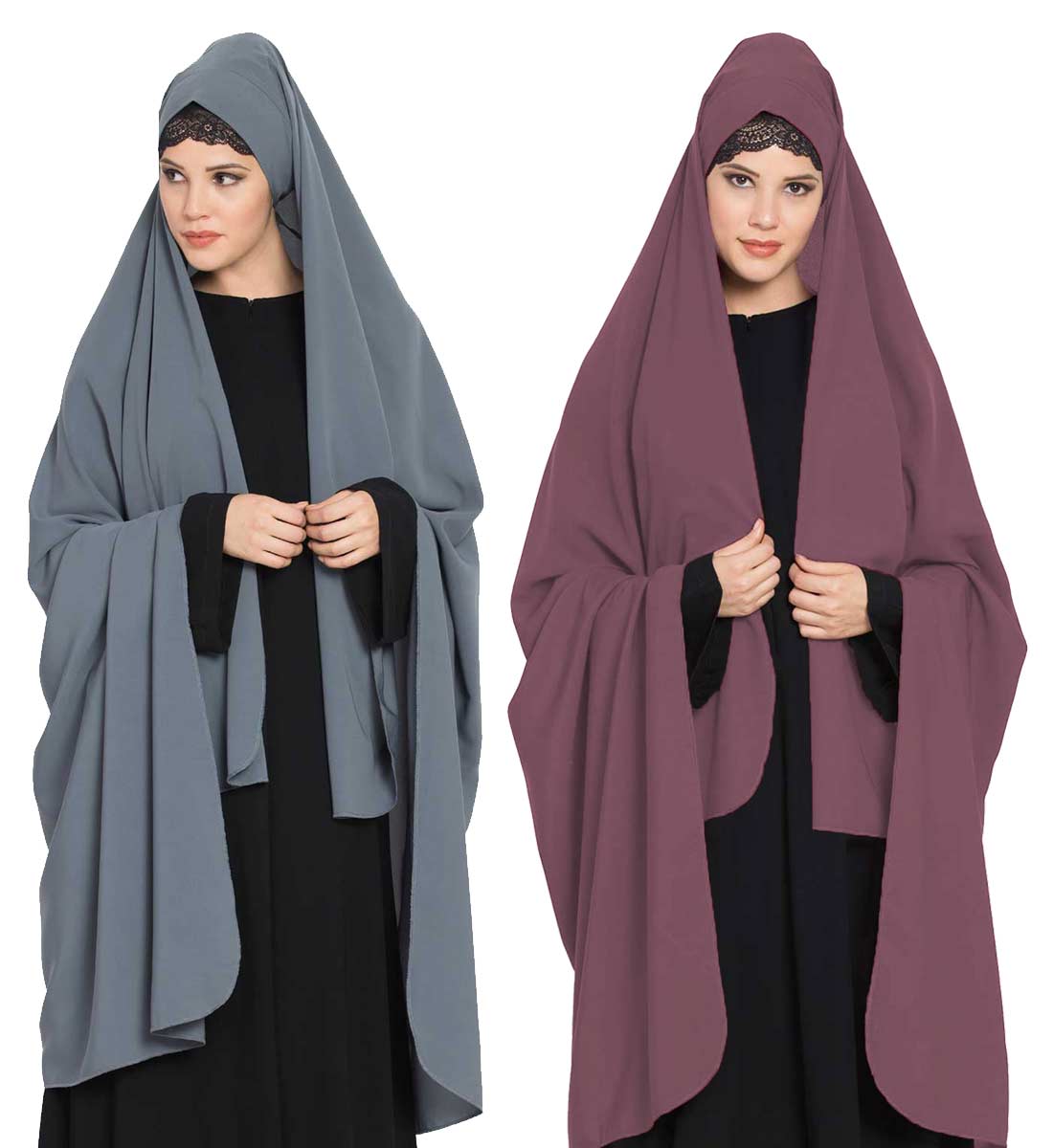 Irani ChadarTwo Pieces Combo-Rida Hijab with Detachable Nose Piece-Made in Nida Matt