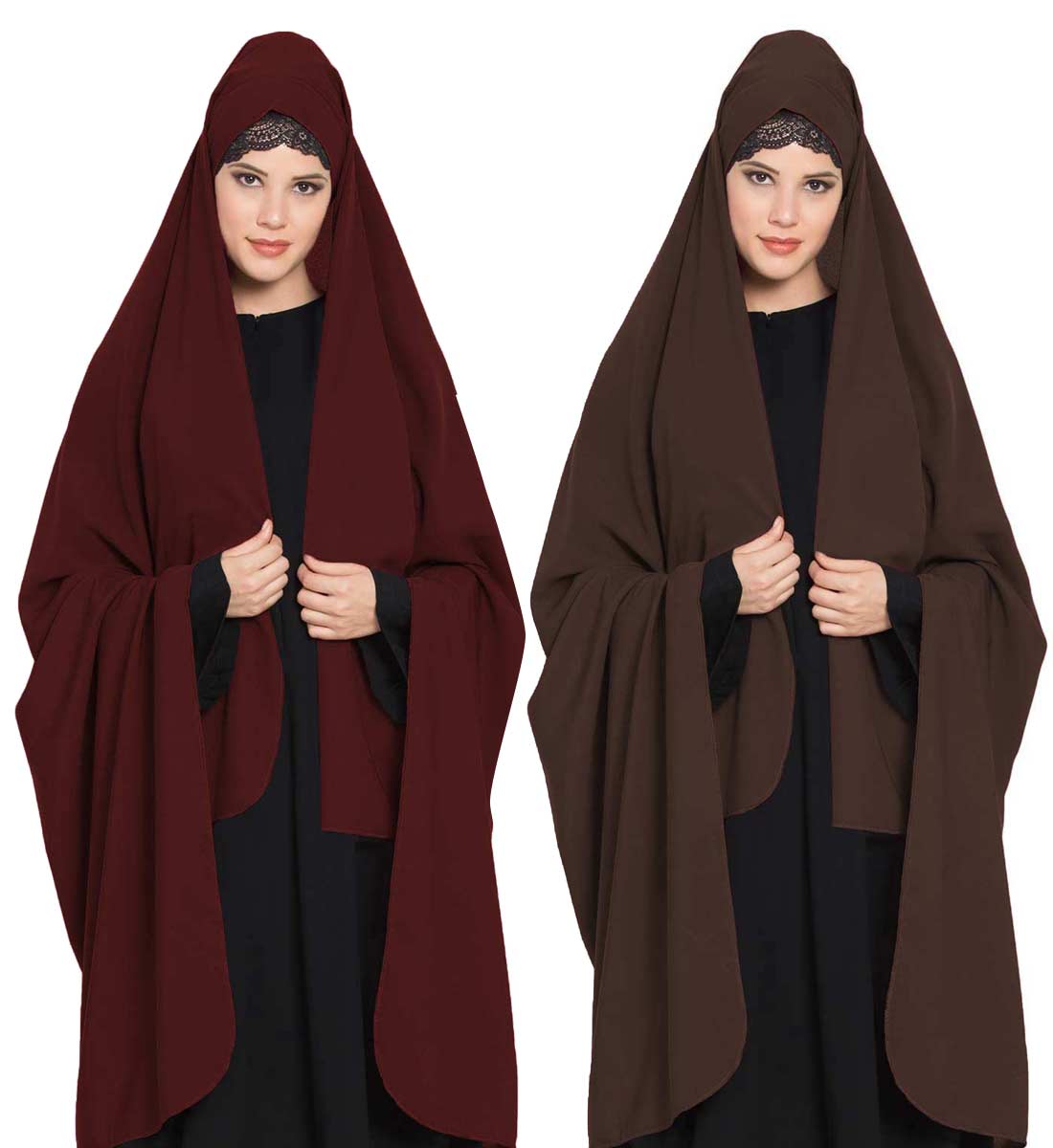 Irani ChadarTwo Pieces Combo-Rida Hijab with Detachable Nose Piece-Made in Nida Matt