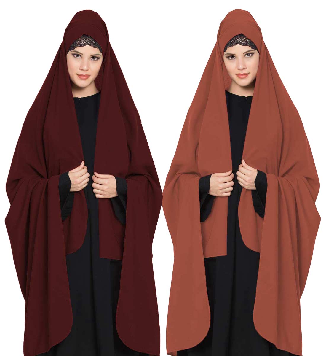 Irani ChadarTwo Pieces Combo-Rida Hijab with Detachable Nose Piece-Made in Nida Matt
