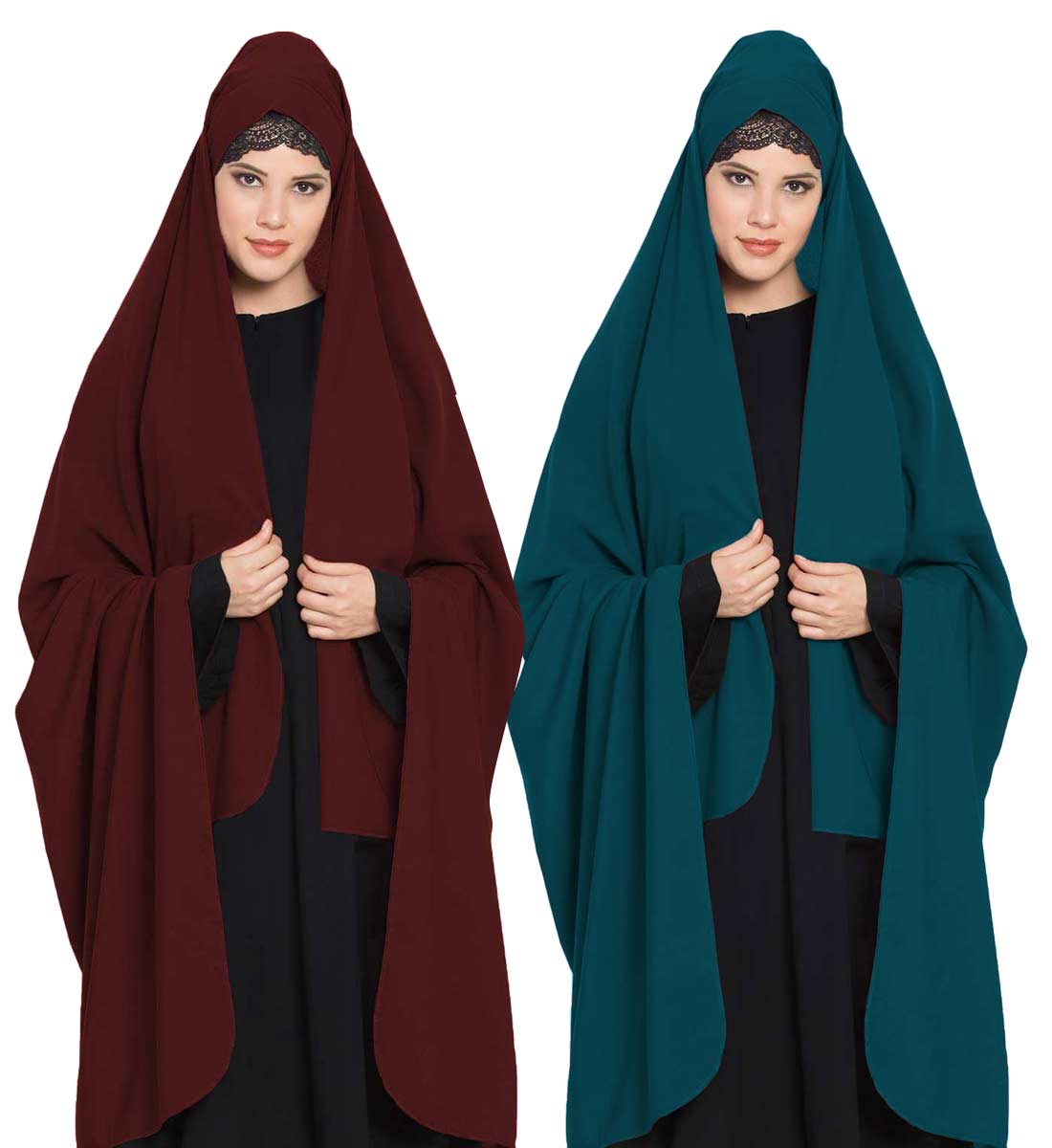 Irani ChadarTwo Pieces Combo-Rida Hijab with Detachable Nose Piece-Made in Nida Matt