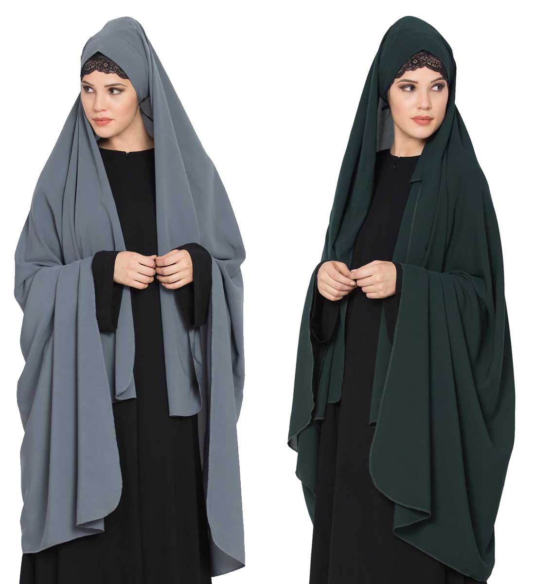 Irani ChadarTwo Pieces Combo-Rida Hijab with Detachable Nose Piece-Made in Nida Matt