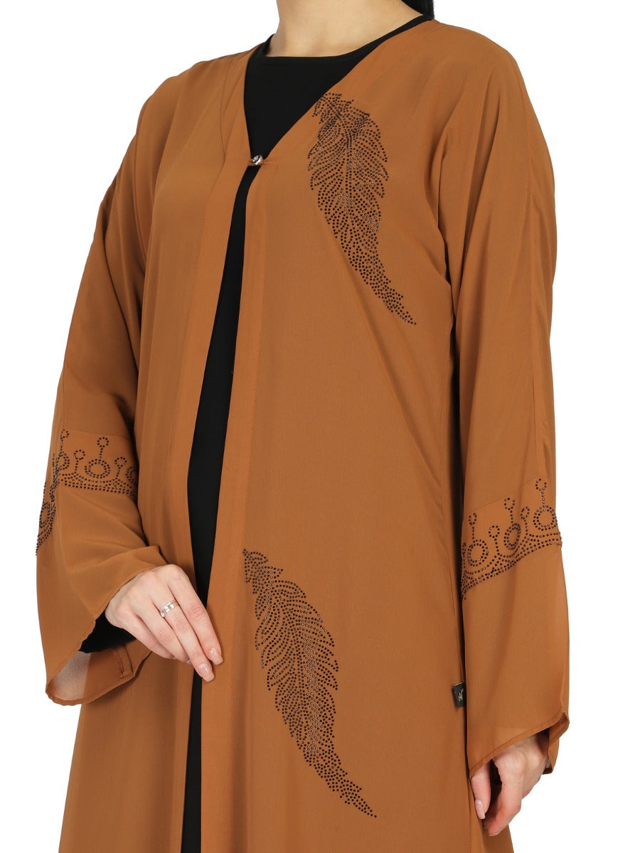 Dual Layer Abaya With Stonework