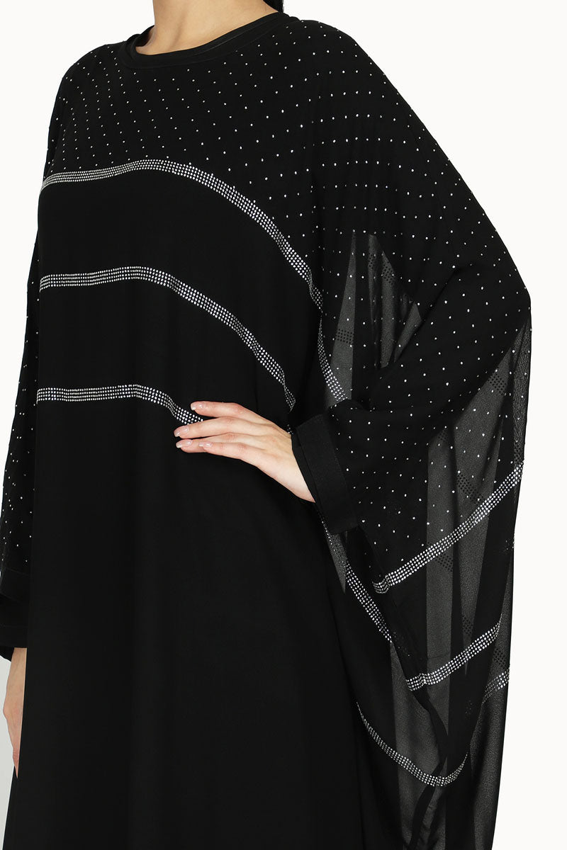 Dual Layer-Black Dress With Stonework. Comes With A Matching Hijab.