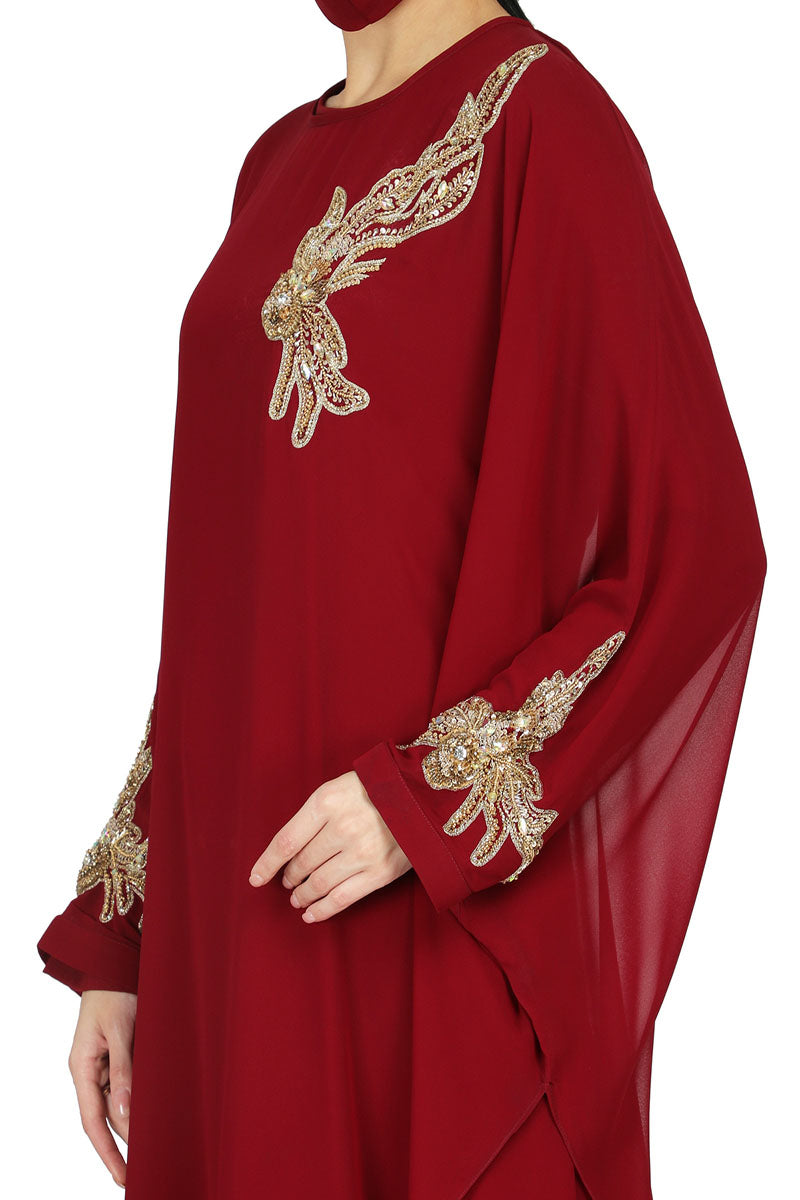 Occasion Wear Modest Garment With Handwork Embellishments.