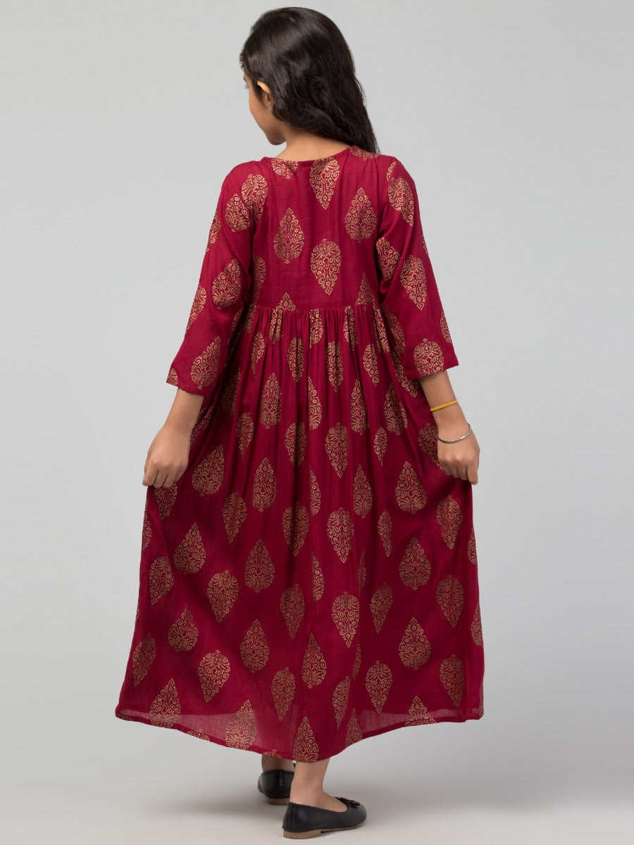 Maxi Dress For Girls In Printed Rayon Fabric