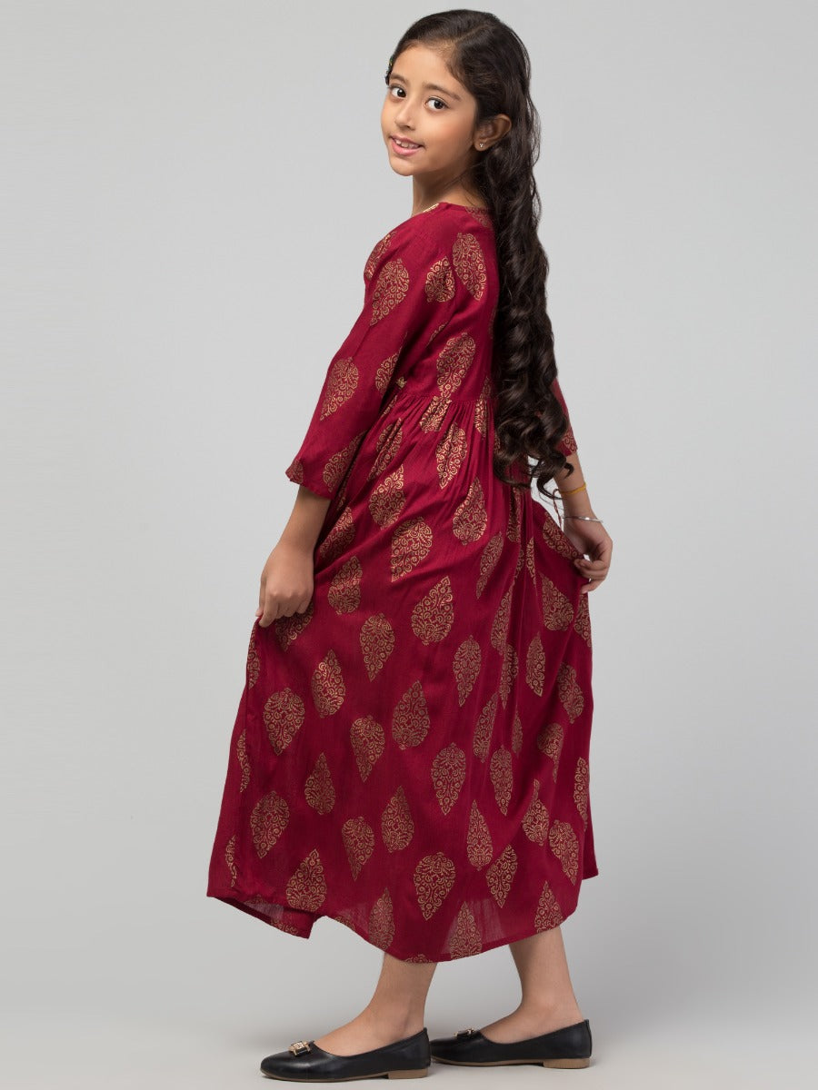 Maxi Dress For Girls In Printed Rayon Fabric