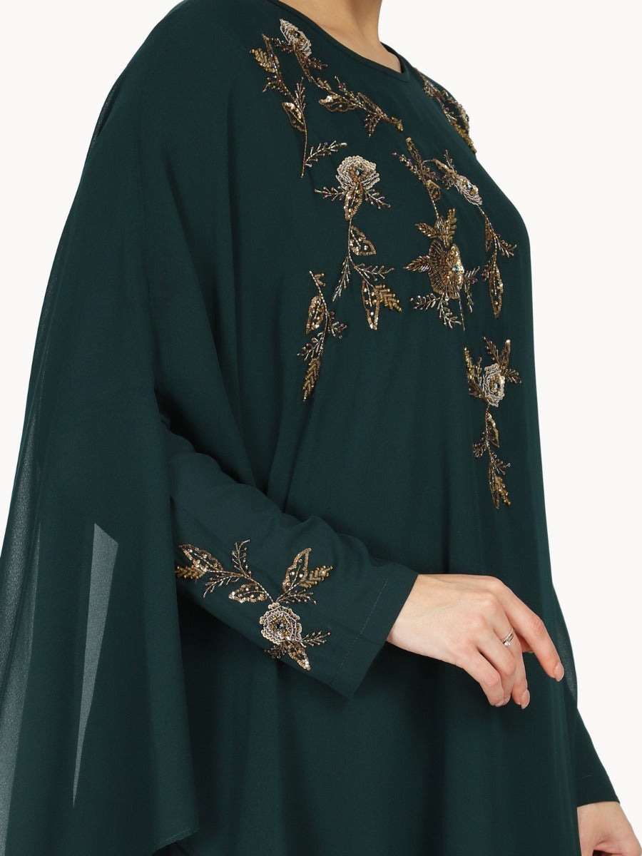 Occasion Wear Modest Garment With Handwork Embellishments.
