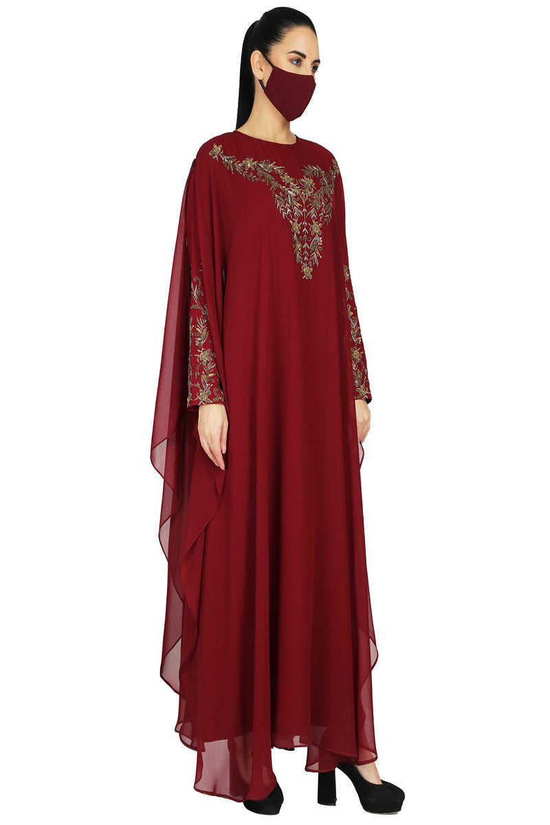 Occasion Wear Modest Garment With Handwork Embellishments.