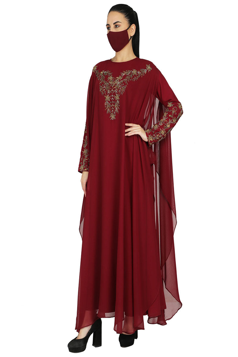 Occasion Wear Modest Garment With Handwork Embellishments.