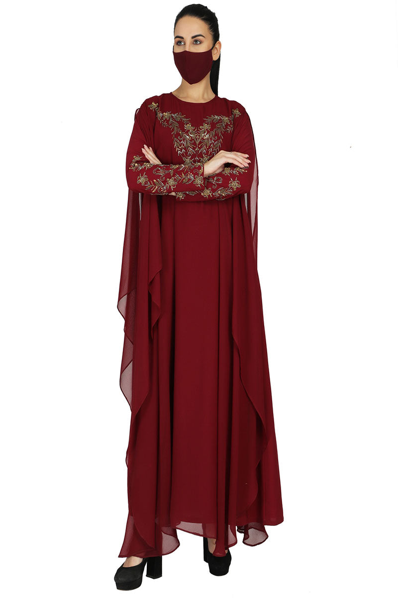 Occasion Wear Modest Garment With Handwork Embellishments.