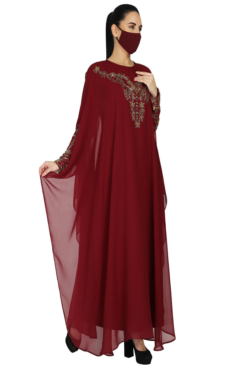 Occasion Wear Modest Garment With Handwork Embellishments.